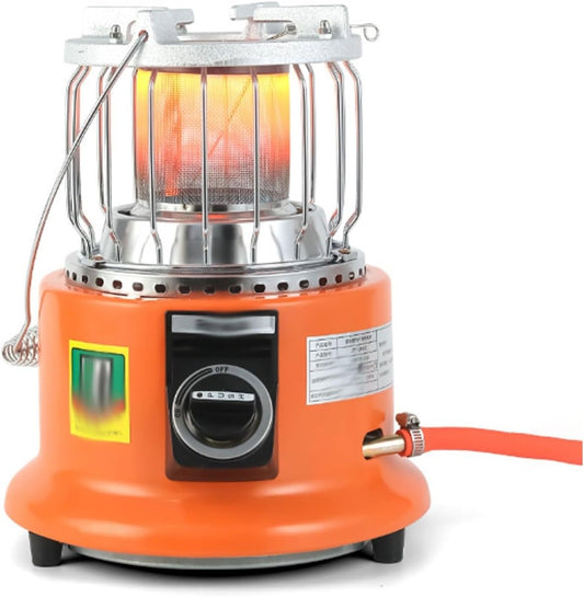 Portable Propane Heater, Portable Propane Heater Stove For Camping, Hiking & Outdoor Winter Use Compact Dual-Purpose Heating And Cooking With Piezo Ignition Adjustable Flame