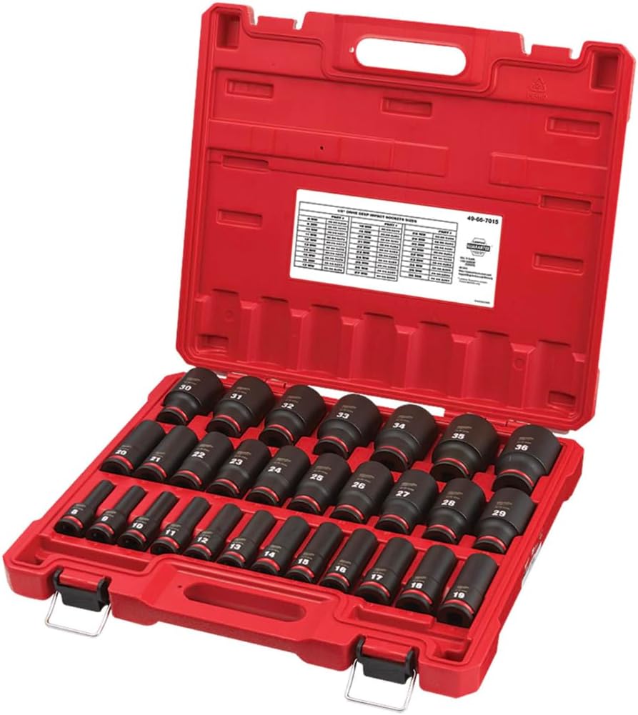 Milwaukee Electric - 29PC IMP Duty 1/2DR Metric DP 6-PT Socket Set