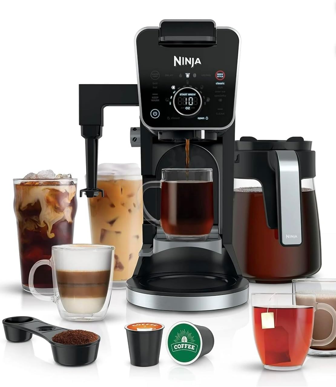 Ninja Dual Brew Pro Specialty Coffee System, Dual Coffee Maker, 4 Brew Style Choices, Coffee Machine Compatible with K Cup Pods, 12 Cup Single Serve Coffee Makers with Paper Filter, Black (CFP301)