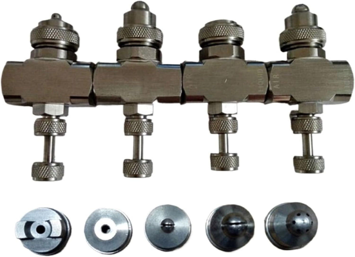 JDKHXPCL Adjustable 1\/4 "Stainless Steel air atomizing Nozzle, Part for misting, Spraying of Two fluids, Gas and Water(Green-1)