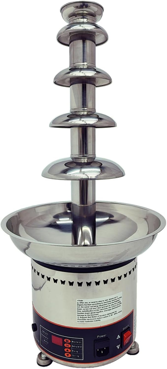 Yokoma 5-Tier Electric Chocolate Waterfall Fountain Machine 8.8lb Capacity, Digital Control, Stainless Steel Hot Chocolate Fondue Fountain for Birthday Parties Wedding Events