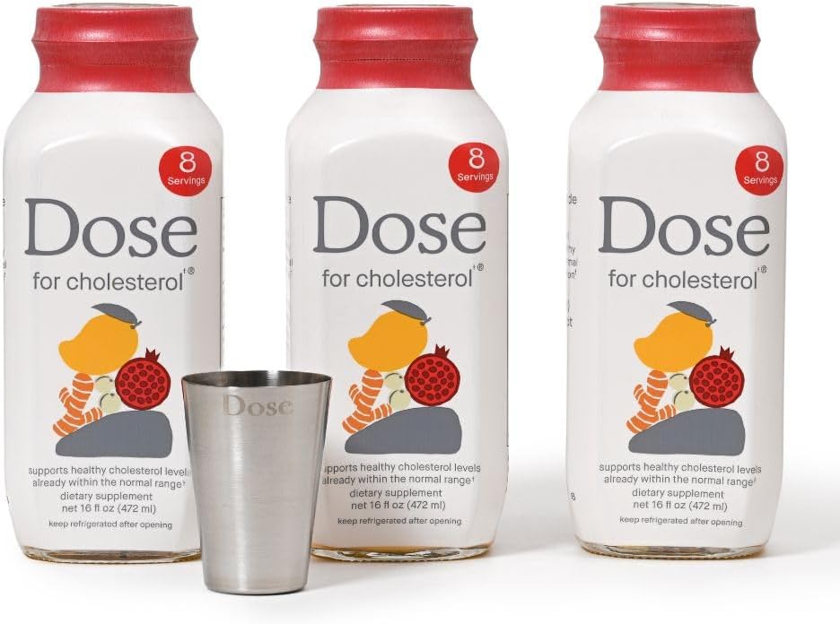 DOSE for Cholesterol Supplements Maintain Healthy Cholesterol Levels and Supports Cardiovascular Health Gluten-Free Vegan Zero Sugar, 16oz Bottle, 3 Pack (3 Week Supply)
