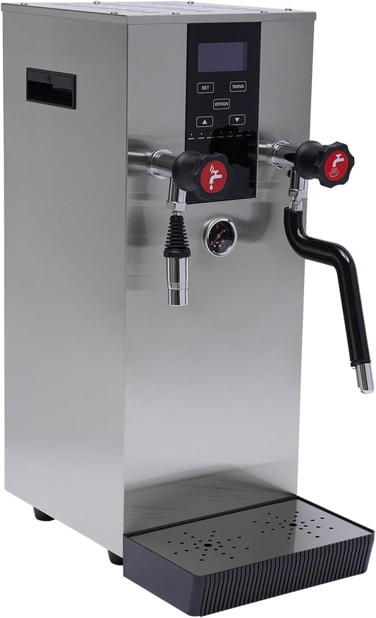 Commercial Steam Boiler, Multifunctional Milk Frother 12l Steam Milk Frother Automatic Boiling Electric Milk Frother Led Display Espresso Tea Coffee Shop Dessert Shop Hotel Milk
