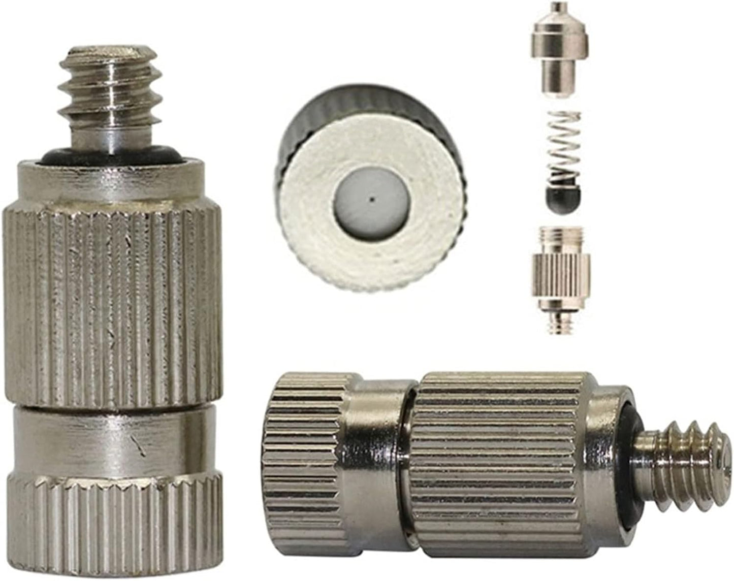 150pcs mister nozzles 10 24 unc thread brass misting nozzles atomizing high pressure misting sprayer water hose nozzle for greenhouse landscaping outdoor cooling mister system 0 004 0 039 orifice