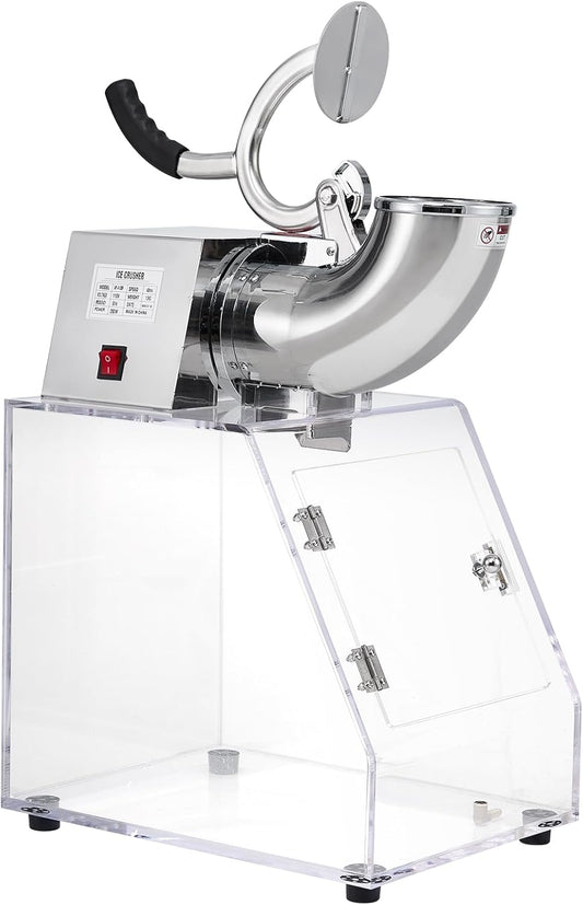 Electric Snow Cone Machine,Commercial Ice Crusher， 440LB/H High-Efficiency Ice Crusher with Dual Stainless Steel Blades, Quick-Clean 40L Bin Shaved Ice Maker for Home, Restaurants,Acrylic