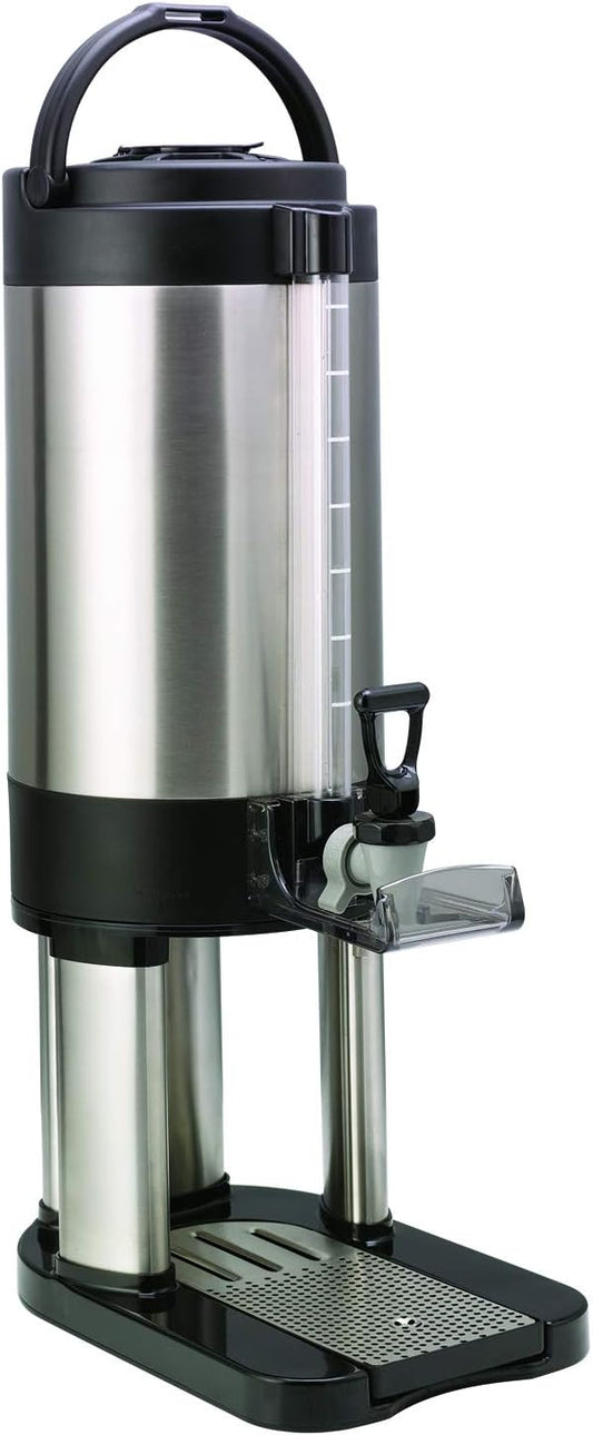 Service Ideas GIUSL15G Slim Thermal Container, Large Capacity Coffee Dispenser, 1.5 Gallons, Brushed Stainless\/Black