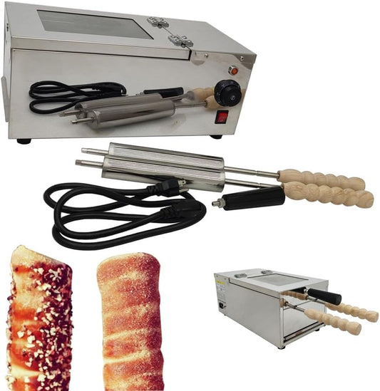Chimney Cake Roll Oven Maker Mini Circle Bread Maker 110V Stainless Steel Mold High Temperature and Heat Resistant Doughnut Machine Mirror Fuselage Chimney Winder Commercial Bread Machine