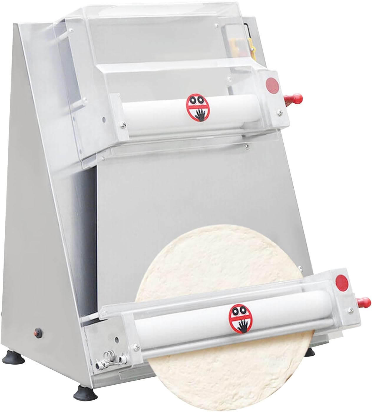 4-16” Semi-automatic Pizza Dough Roller Mill, 110V 370W Commercial Electric Pizza Dough Roller Rolling Pin Pastry Press, for Pasta, Pizza, Bread and Pasta Making Equipment