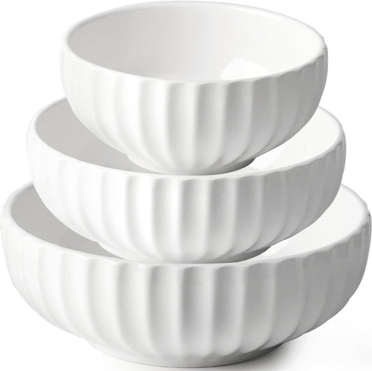 NUTRIUPS Serving Bowls, Nesting Bowls, 84\/50\/23oz Ceramic Salad Bowl for Cooking Baking, 10\/8\/6 in Microwavable & Oven Safe, Set of 3