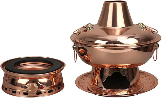 GFHVDC Chinese Charcoal Hotpot,Pure Copper Thick Mongolian Cattle Hotpot, Electric Carbon Double Heating Base, Split Design, Easy to Clean, Suitable for Family Gathering for Family\/Friends, Parties,36