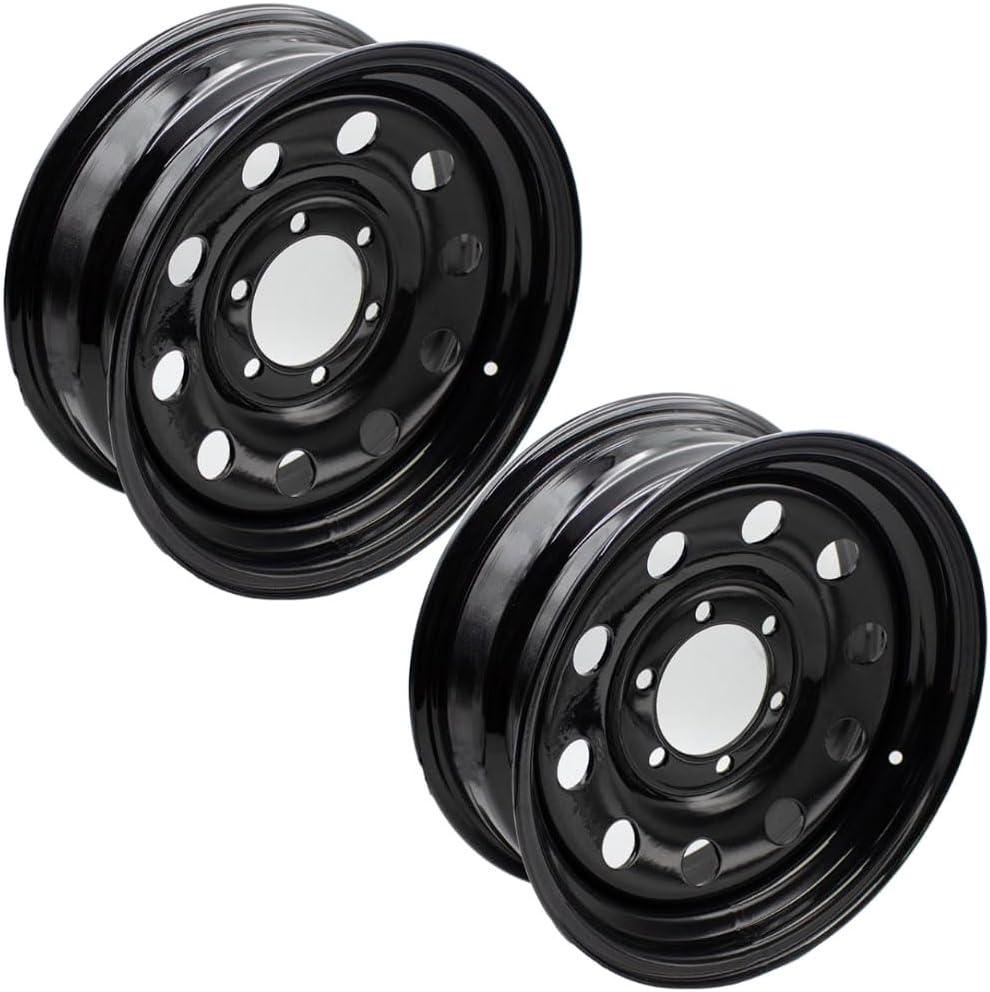 2 PACK Black 15x6 Tralier Rim Wheel 6 Lug Holes On 5.5 6x5.5 15 inch 15 X 6 X 5.5 Bolt Circle Steel Equipment Trailer Rim Wheel