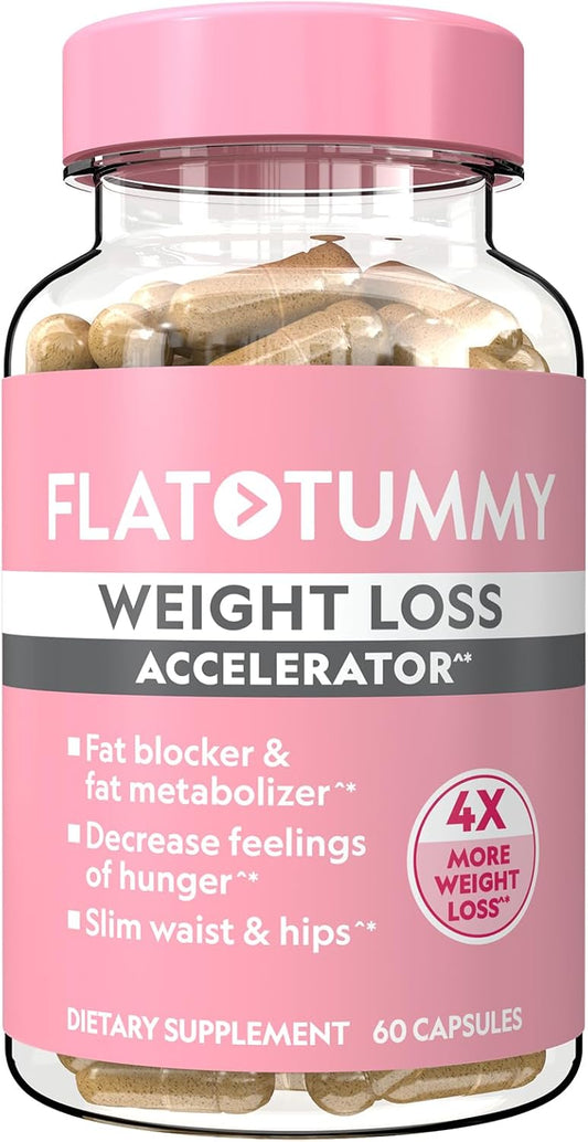 Flat Tummy Weight Loss Accelerator \u2013 Clinically Proven Fat Burner & Appetite Suppressant for Women, Post GLP-1 Supplement \u2013 Achieve a Slimmer Waist & HIPS \u2013 60 Capsules