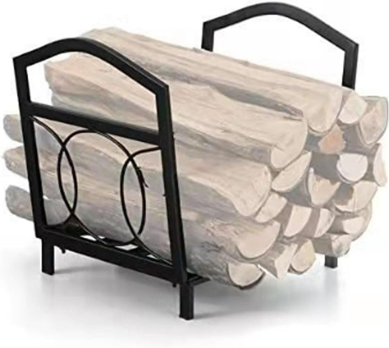 Outdoor Firewood Rack, Metal Wood Holder for Fireplace Patio, Heavy Duty Lumber Storage Shelf for Backyard Balcony