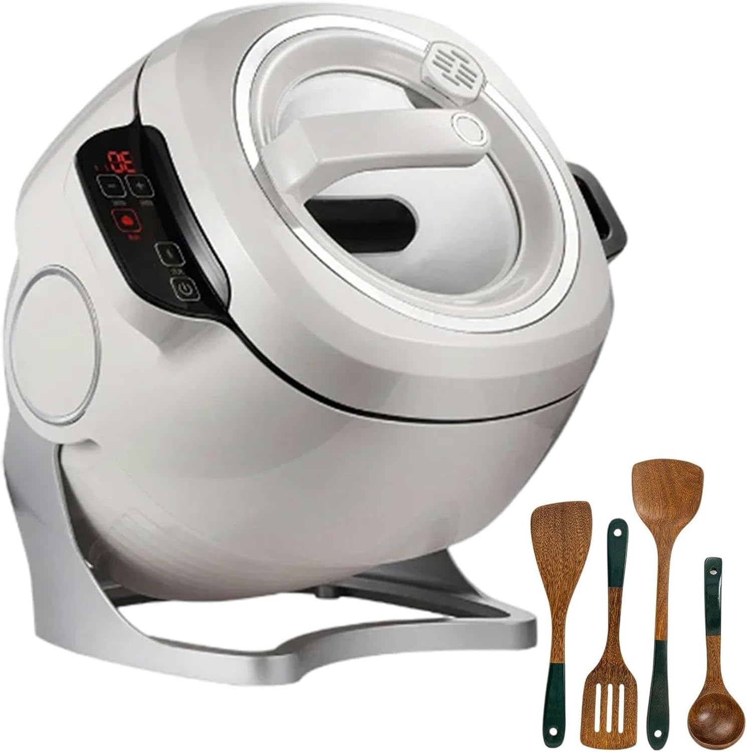 Wzglod Auto Cooking Machine, Commercial Food Processor with Soup Spoon, Multifunctional Cooker Stir Fry Machine for Home Kitchens Restaurant, 6L Pot Capacity and 3 Gears Firepower