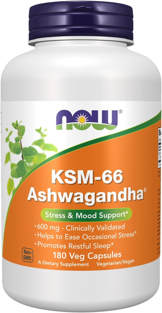 Now Supplements, KSM-66 Ashwagandha®, Stress and Sleep Support, 180 Veg Capsules