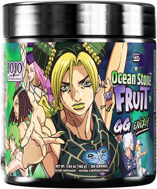 Gamer Supps GG® Energy - JoJo's Ocean Stone Fruit (100 Servings) - Keto Friendly Gaming Energy and Nootropic Blend, Sugar Free + Organic Caffeine + Vitamins, Powder Drink