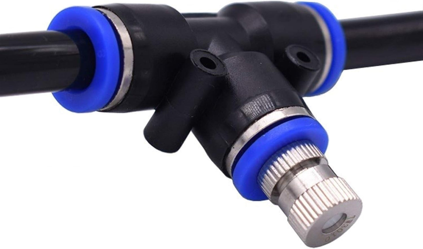Pfeilzieher 20 Pack Brass misting nozzles with Slip Lock tees for Outdoor Cooling System Mister Nozzle atomizing misting Sprayer Fog nozzles for Garden humidification dust Control Landscaping 6mm