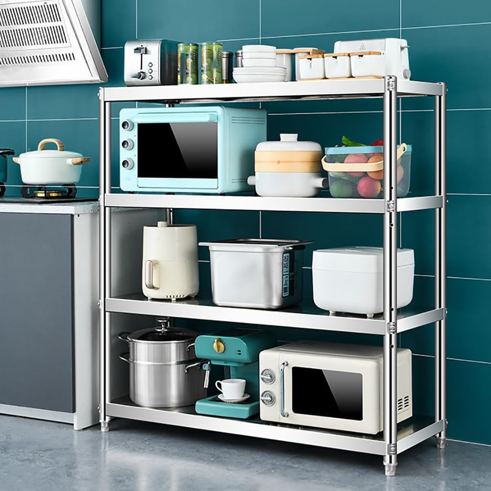 4-Layer Kitchen Organizer Rack, Household Appliance Storage Rack, Floor-Standing Metal Organizer Rack, Suitable for Kitchen Garage