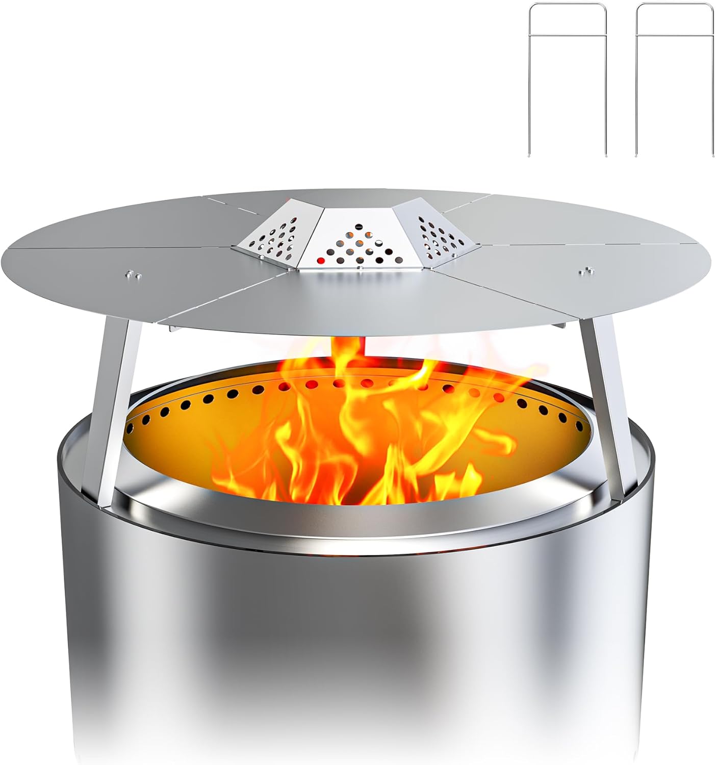 Heat Deflector for Solo Stove Yukon and Most 27" Fire Pit with Carrying Handle, Upgraded Solo Stove Yukon Accessories with 2 Heat-Concentrating Vents for More Focused Heat Retention