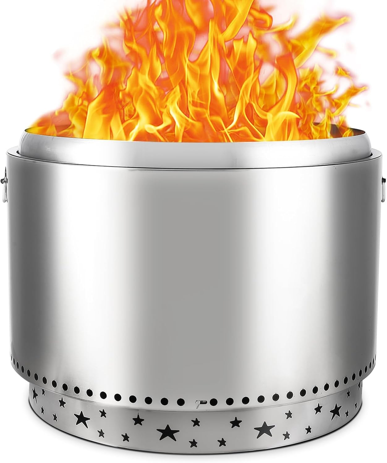 27 Inch Stainless Steel Smokeless Fire Pit, Outdoor Portable Smokeless Firepit, Low Smoke Firepit for Backyard Patio Garden Picnic Camping Bonfire