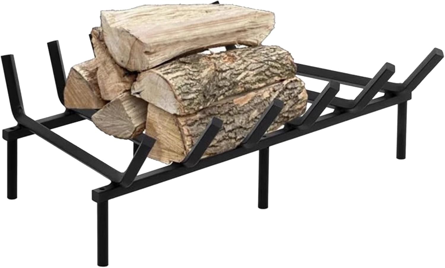 GTPBAO Fireplace Log Grate with 6 Bars, Wrought Iron Metal Stove Grates for Outside Firepits/Wood Burning Stove