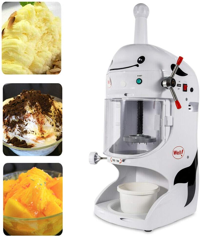 Electric 350W Ice Shaver Snow Cone Maker Machine Premium Shaved Ice Machine for Milk Tea Shop Coffee Shop Commercial Home Use 110V