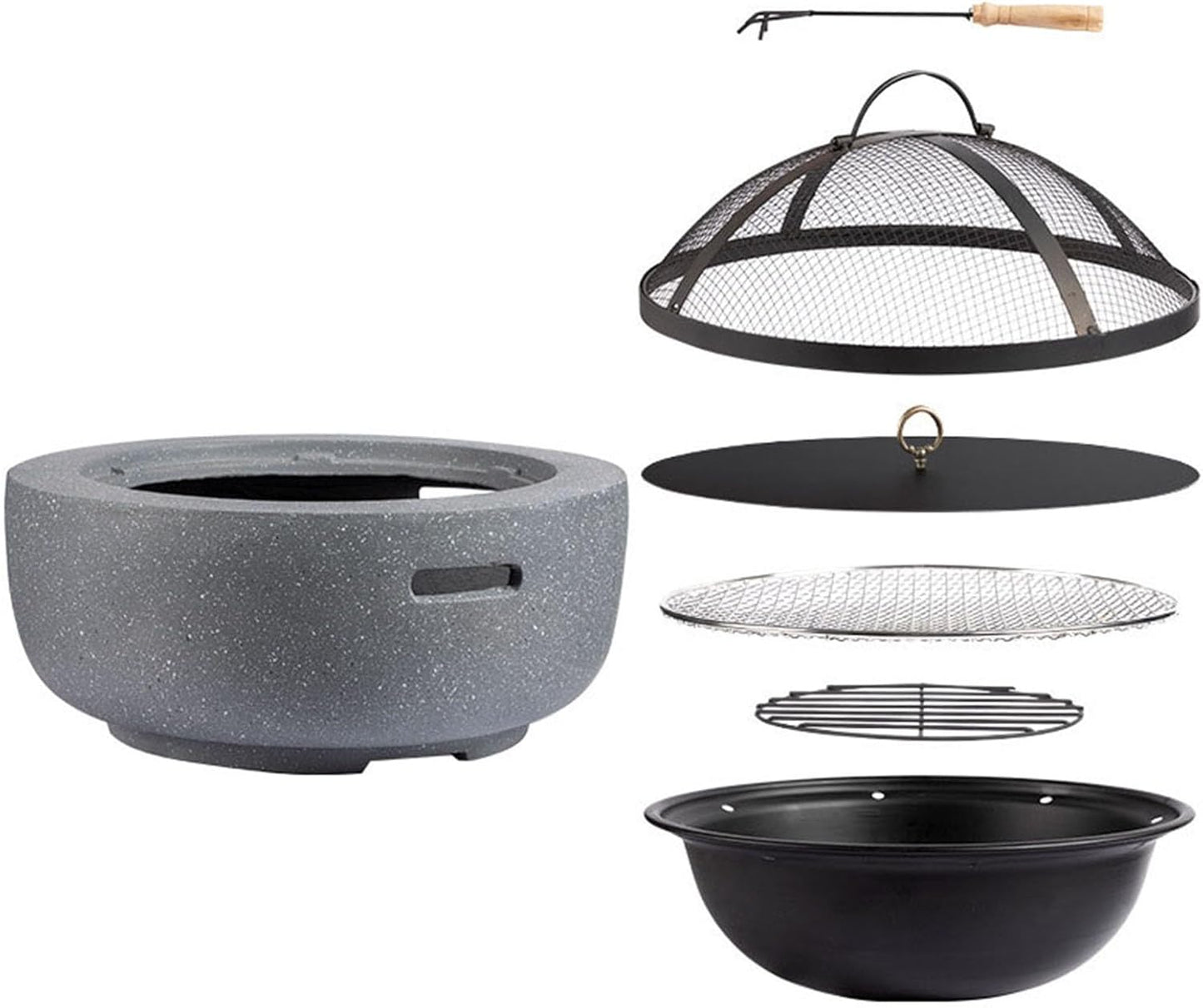 ARGENTFLUX Tabletop Clay Stove, Clay Charcoal Stove Portable Grill, 18\/24in Outdoor Fire Pit Table, Barbecue and Charcoal Stove, Gray(Small)