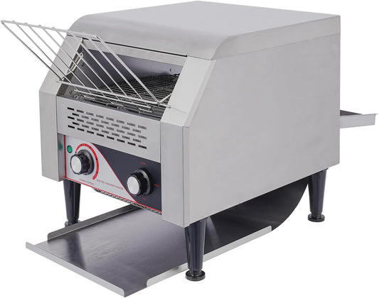 Commercial Conveyor Toaster, 1900W Stainless Steel Toasters with Three-ring Heating Tubes and Crumb Tray, Heavy Duty Countertop Electric Toaster for Bread Silver 300 Slices/Hour