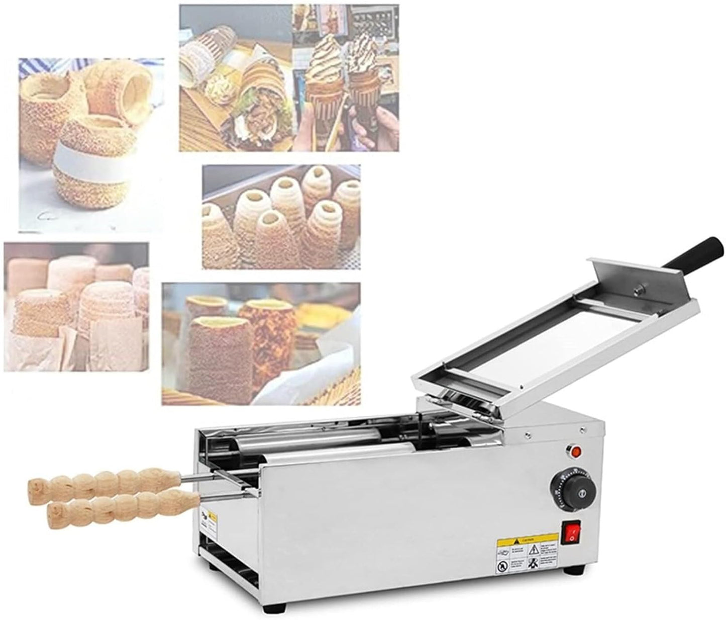QIUFANGM Electric Ice Cream Cone Machine, 1500WCommercial Chimney Cake Machine, Chimney Bread Roll Grill Maker for Restaurant Home Kitchen Snack Bar (Color : 110V)