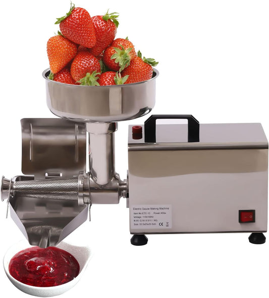 JINHZIXIU 450W Electric Tomato Strainer Commercial Tomato Milling Machine Stainless Steel Tomato Press and Strainer 50 Kg\/H Food Strainer and Sauce Maker for Tomato Strawberry and Blueberry Sauce