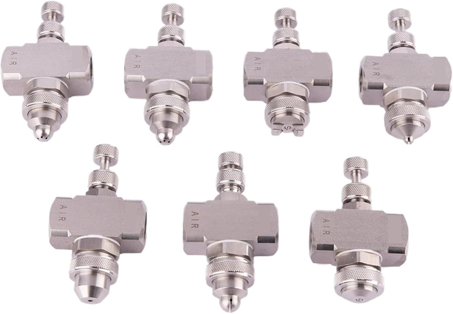 MQKXZOWL 1\/4" Air Atomizing Fog Misting Jet Nozzle Siphon Pressure Adjustable Fine Mist Sprayer Two-Fluid Gas-Water Mixing Spray Head(Wide-Angle Round)