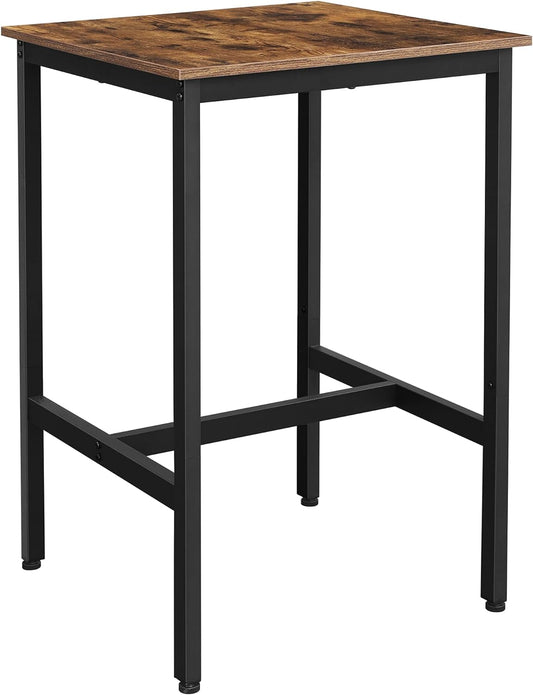 VASAGLE Bar Table, Small Kitchen Dining Table, High Top Pub Table, Bar Height Cocktail Table for Living Room Party, Sturdy Metal, 23.6 x 23.6 x 35.4 Inches for Narrow Spaces, Rustic Brown and Black