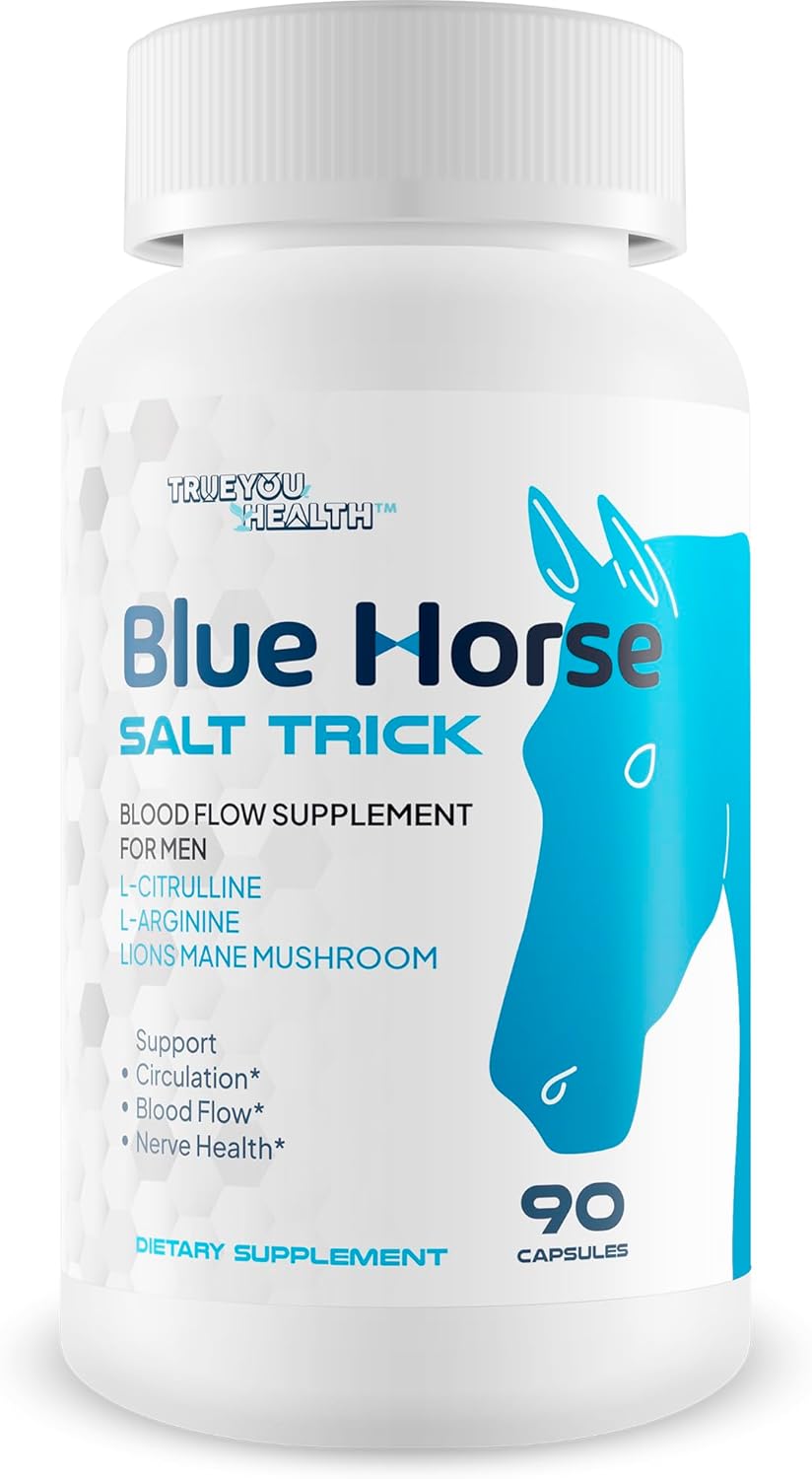 Blue Horse Salt Trick - Our Best Blood Flow Supplement for Men - Our Best Circulation Supplement - Male Circulation Supplements Nitric Oxide Vasodilator to Improve Blood Flow 7 Blue Salt Trick for Men