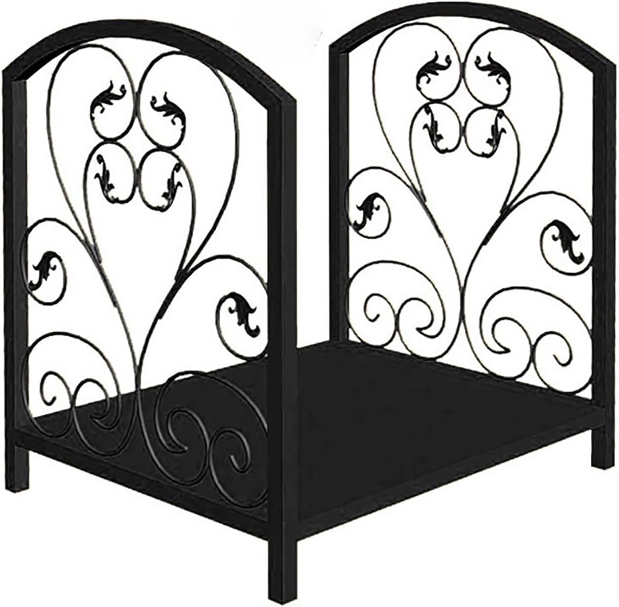 YWPYMX Indoor and Outdoor Wood Storage Rack, firewood Rack Stand 17.7 inches, Heavy Duty Log Rack Stand, Wrought Iron Wood Stacker. Black