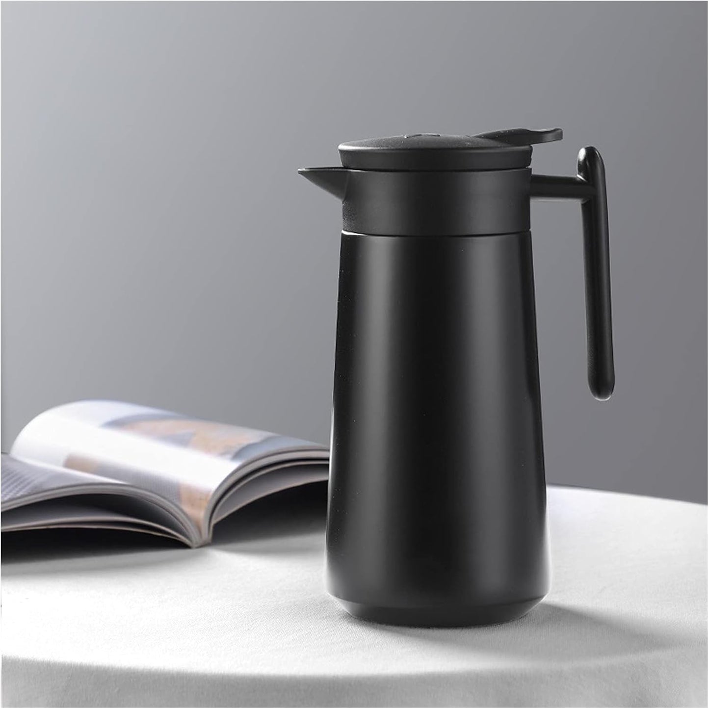 Insulated Thermos Pot Home Kitchen Thermal Pitcher Stainless Steel Insulation Kettle Vacuum Flasks Tea Coffee Pot Water Jug (Black) (Black)