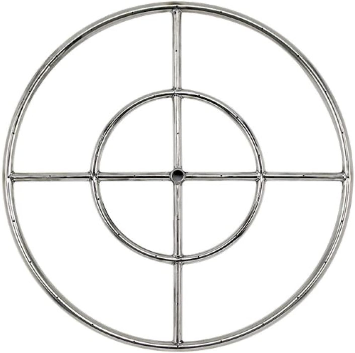 American Fireglass Double-Ring Fire Pit Burner, 24-Inch Round | Use in Outdoor Natural Gas or Propane Fire Pit or Bowl | Durable Stainless Steel, BTU 297,000 Max.