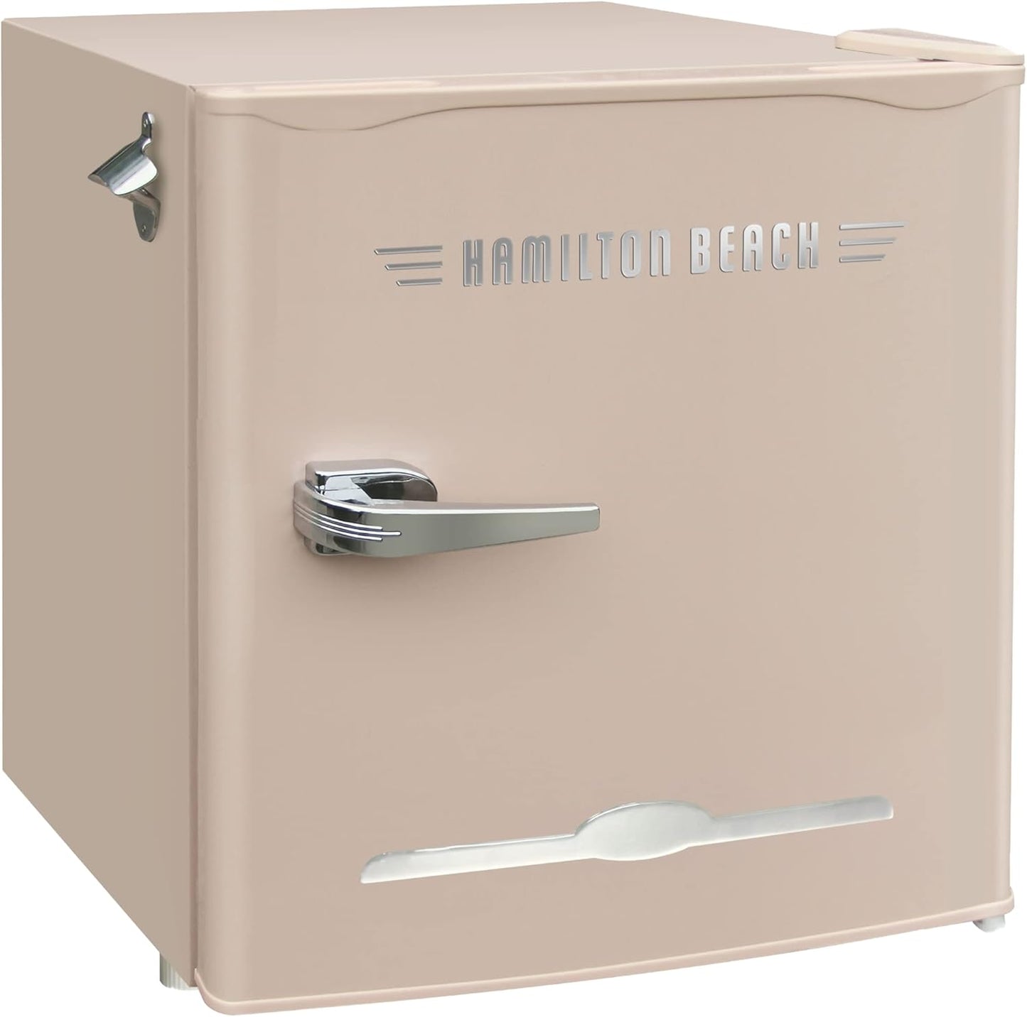 Hamilton Beach Retro Mini Refrigerator-Energy Saving-Adjustable Thermostat Control-Side Mounted Bottle Opener-Ideal for for Dorm, Office, RV, Garage, Apartment 1.6 Cubic Feet, Coral
