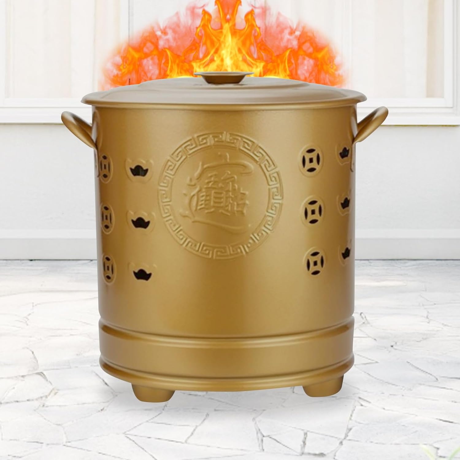 Stainless Steel Incinerator, Heat-Resistant Burn Barrel, Fire Barrel with Lid, for Leaves, Trash, Documents & Backyard Debris
