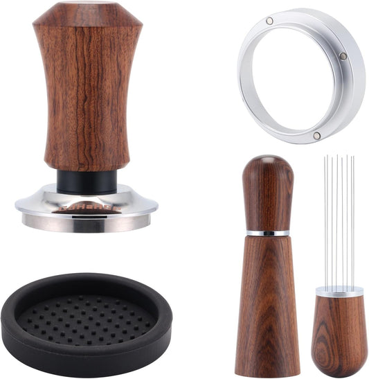GdHaHSP 58mm Espresso Accessories Kit,Spring Loaded Calibrated Espresso Tamper,Wdt Tool Espresso and Dosing Funnel Set,Coffee Tamper Espresso Machine Accessories For 58 mm Portafilter Barista Tools