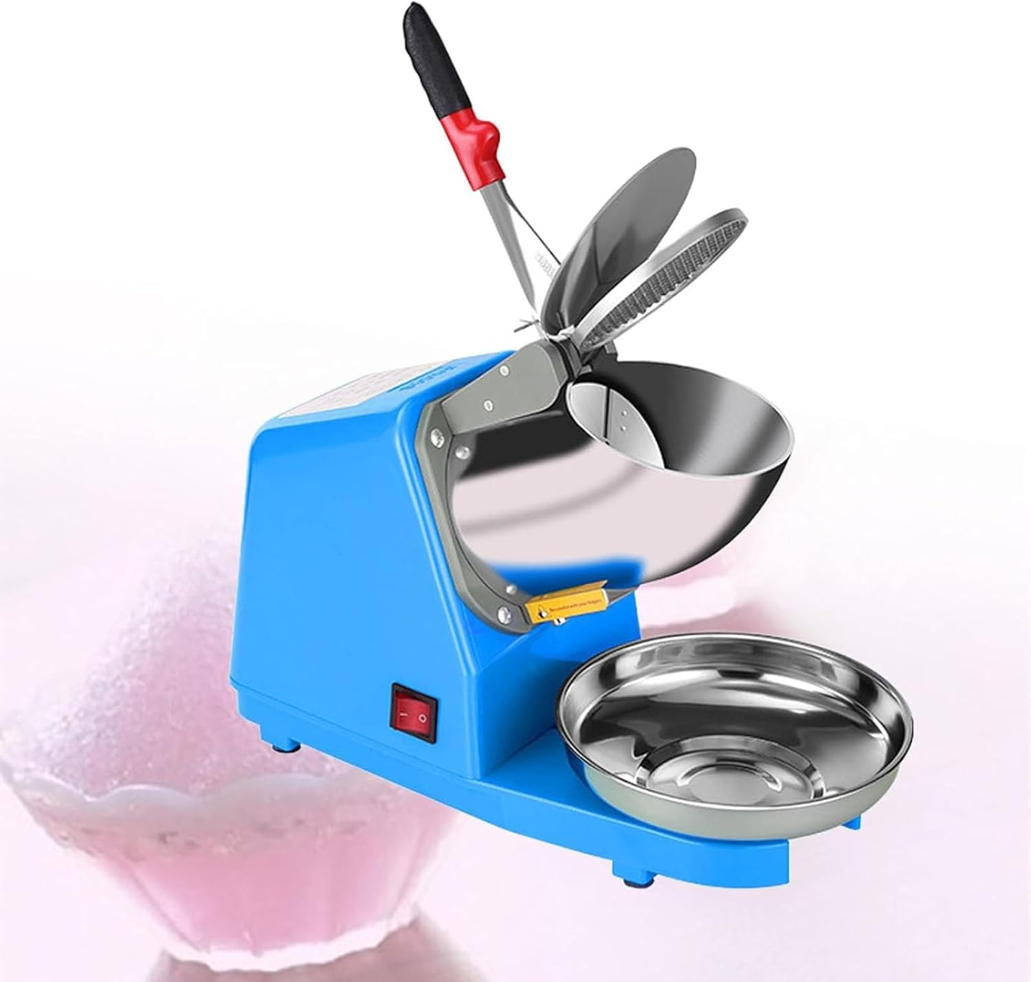 Electric Ice Crusher Machine, 380W Ice Shaver With Dual Stainless Steel Blades, 85kg\/Hour For Making Snow Cones, Cocktail, Iced Coffees, Blending Slushie Home And Commercial(Blue)