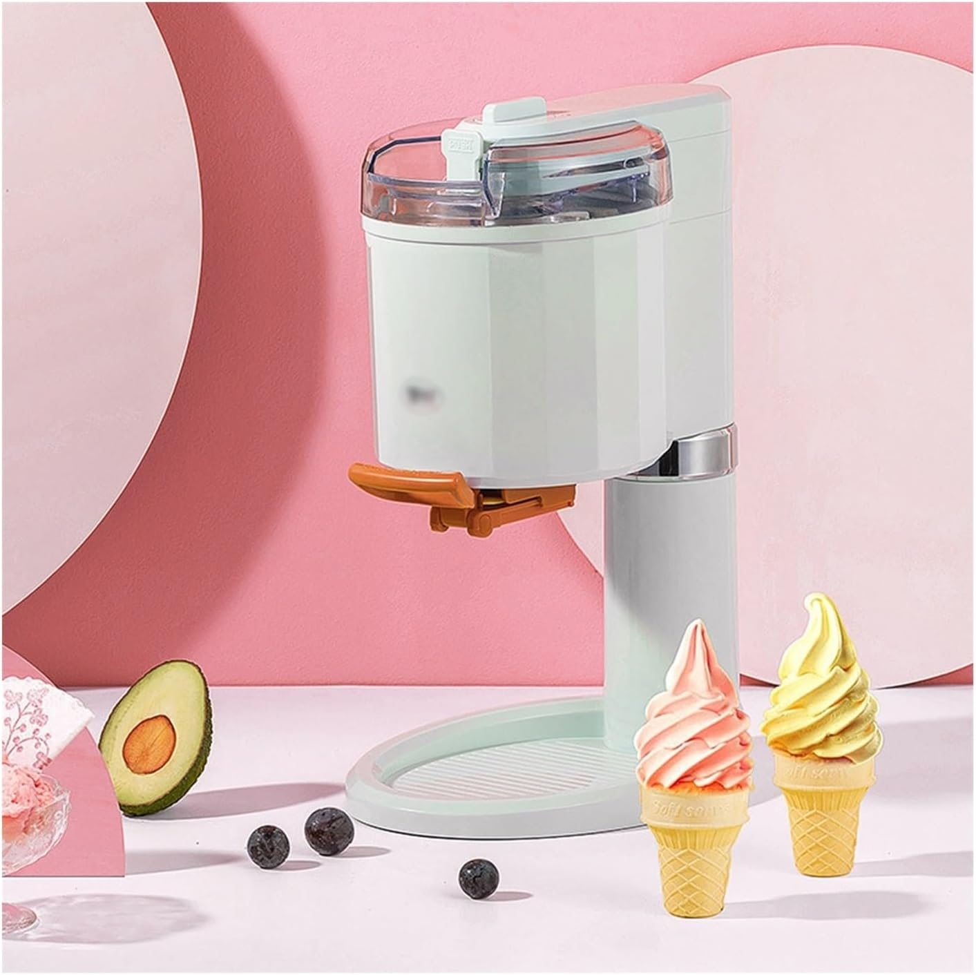 Ice Cream Maker Ice Cream Machine Small Children's Homemade Fruit Yogurt Cone Ice Cream Machine Fully Automatic Ice Cream Machine Table Top Ice Cream Machine，Fun Kitchen Appliance