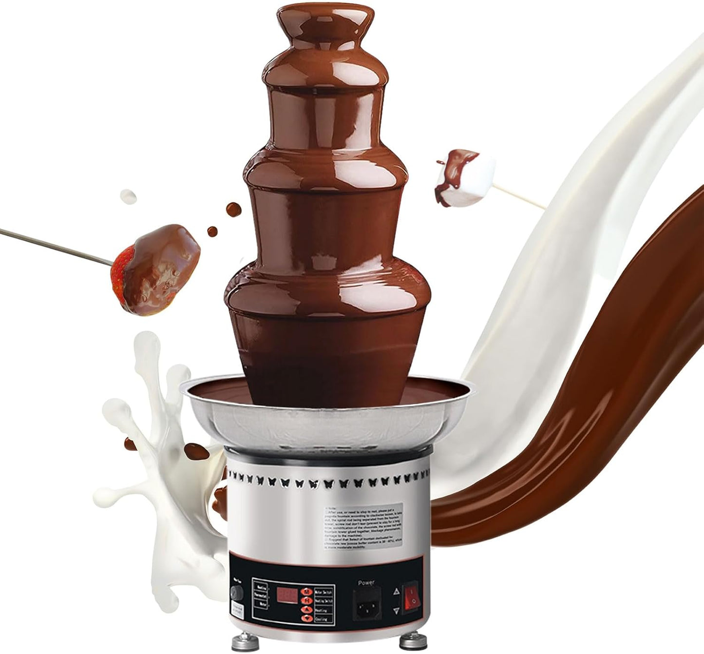 Commercial Chocolate Fountain Machine, Chocolate Fountains for Parties Weddings and Parties 4 Tier Chocolate Fountain Machine for Melts Cheese, Queso, Candy and Liqueur