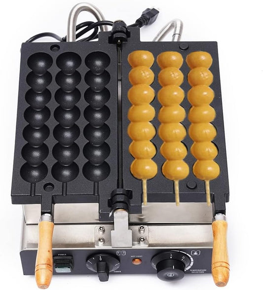 Commercial Electric Waffle Ball Maker Machine 3PCS 110V bubble skewer waffle ball machine Nonstick Waffle Bubble Maker Egg Waffle Balls Iron Pan with Time&Temp Control