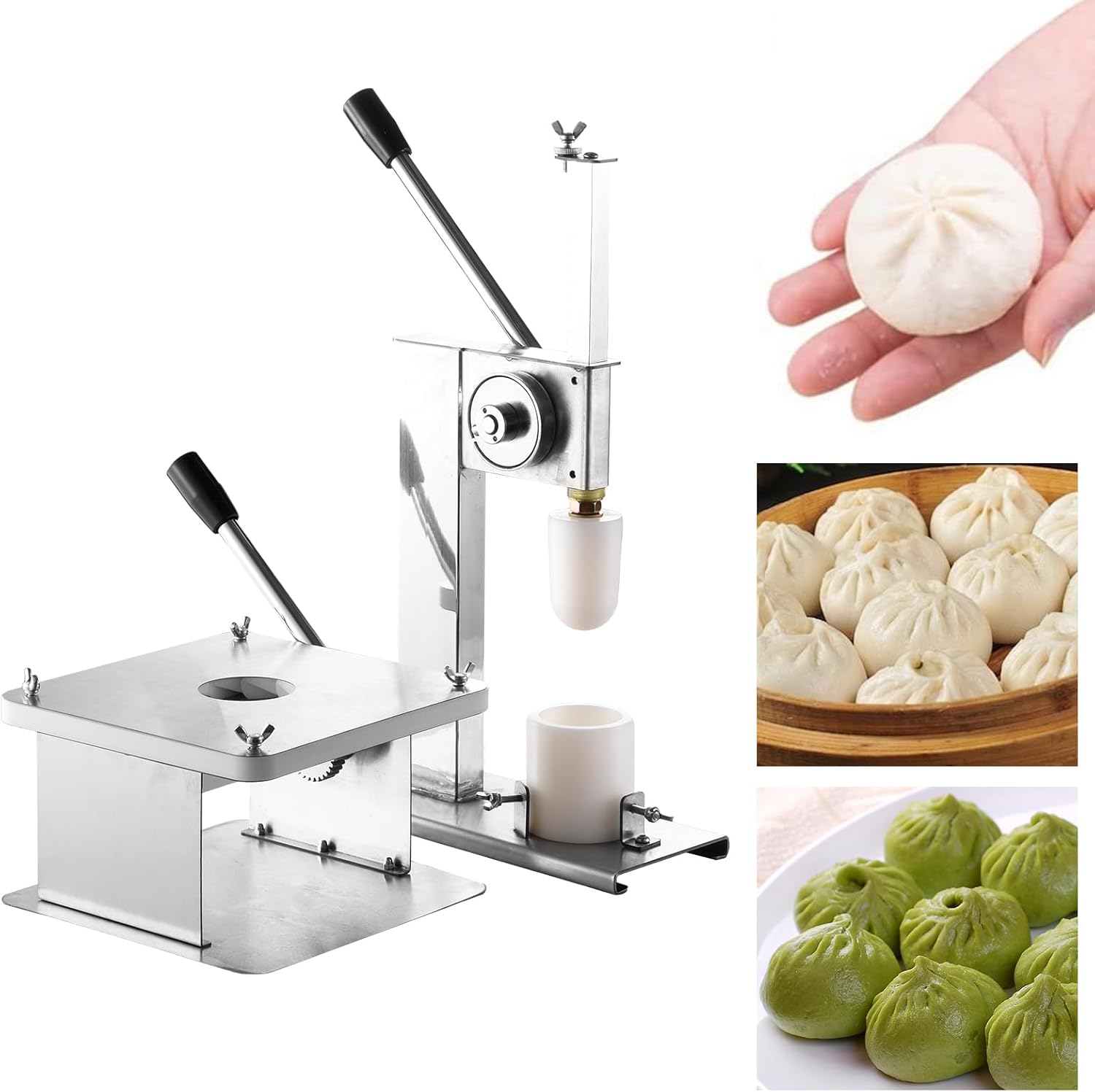 Steamed Stuffed Bun Maker with 3 Mold, Semi-Automatic Baozi Maker Bun Making Machine Stainless Steel, 400-500 Buns/Hour High Efficiency Cafeteria Kitchen Gadgets for Home, Commercial Use