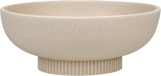 Large Resin Pedestal Decorative Bowl - Modern Handicraft Bowls for Home Decor - Fruit Bowl for Kitchen Counter - Key Bowl for Entryway Table,Artificial Stone Beige