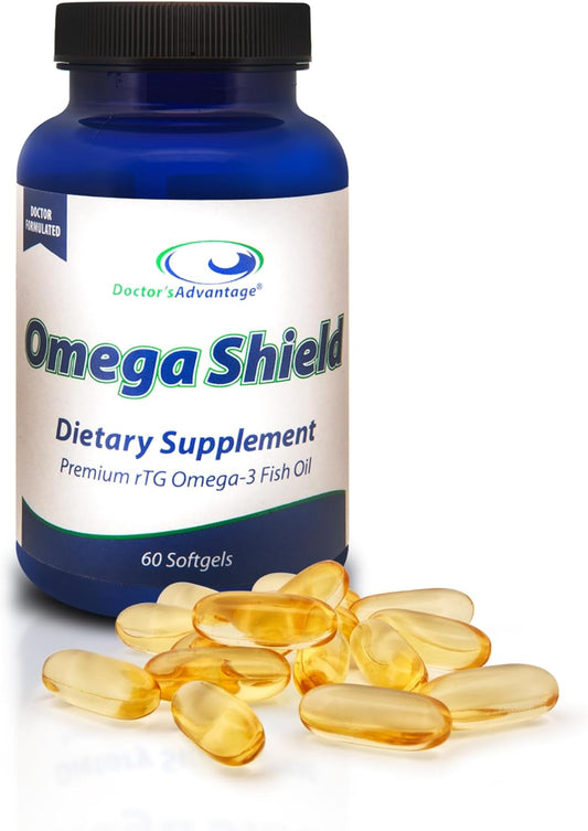 Doctor's Advantage Omega Shield Supplement - 60 Softgels, 30-Day Supply - Premium Mercury-Free Triglyceride Omega 3 Fish Oil for Optimal Heart and Eye Health