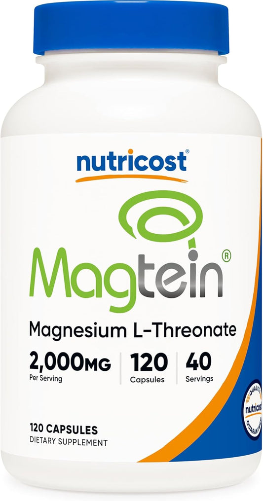 Nutricost Magnesium L-Threonate As Magtein 2000mg, 120 Capsules - Non-GMO, Gluten Free, Vegetarian Friendly