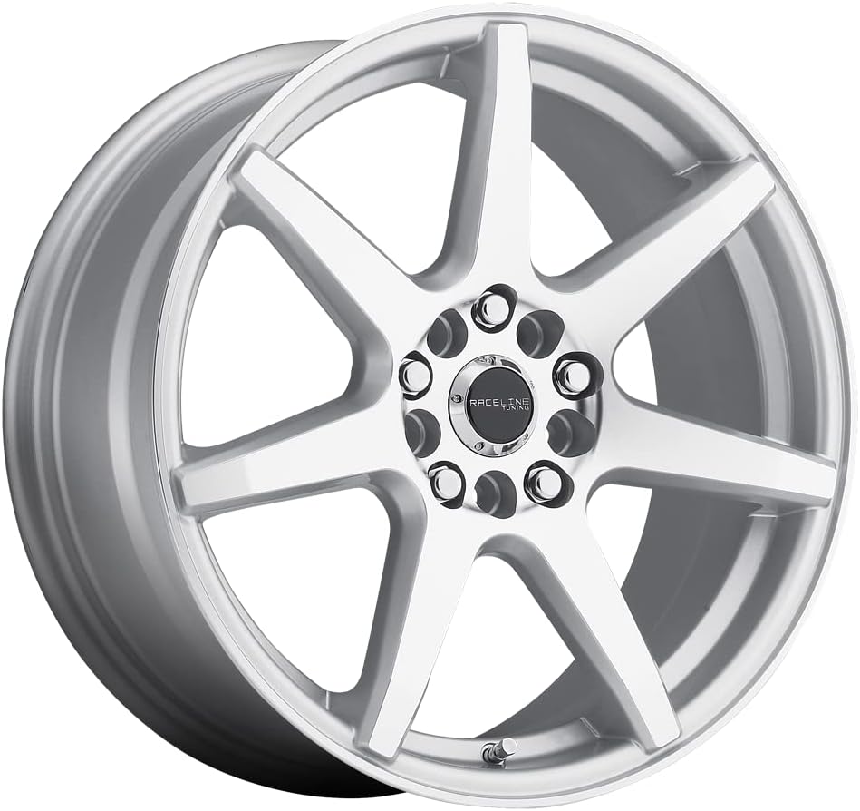 Raceline Wheels 131S EVO Wheel Silver 17X7.5"5X110\/5X115 Bolt Pattern +40mm Offset\/(5.82"B\/S) 7 Spoke Aluminum Passenger Car Wheels, Full Size Replacement Silver Car Rims