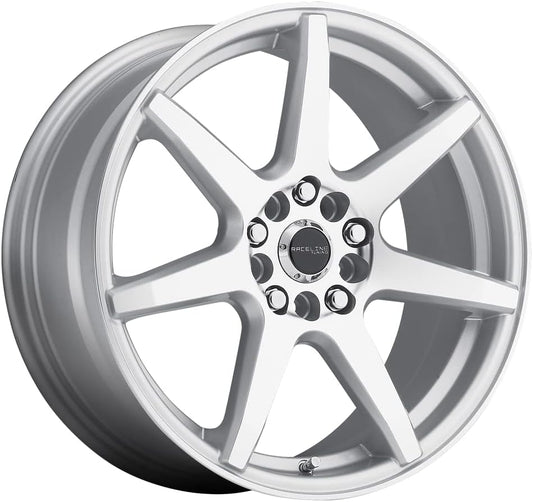 Raceline Wheels 131S EVO Wheel Silver 17X7.5"5X110\/5X115 Bolt Pattern +40mm Offset\/(5.82"B\/S) 7 Spoke Aluminum Passenger Car Wheels, Full Size Replacement Silver Car Rims