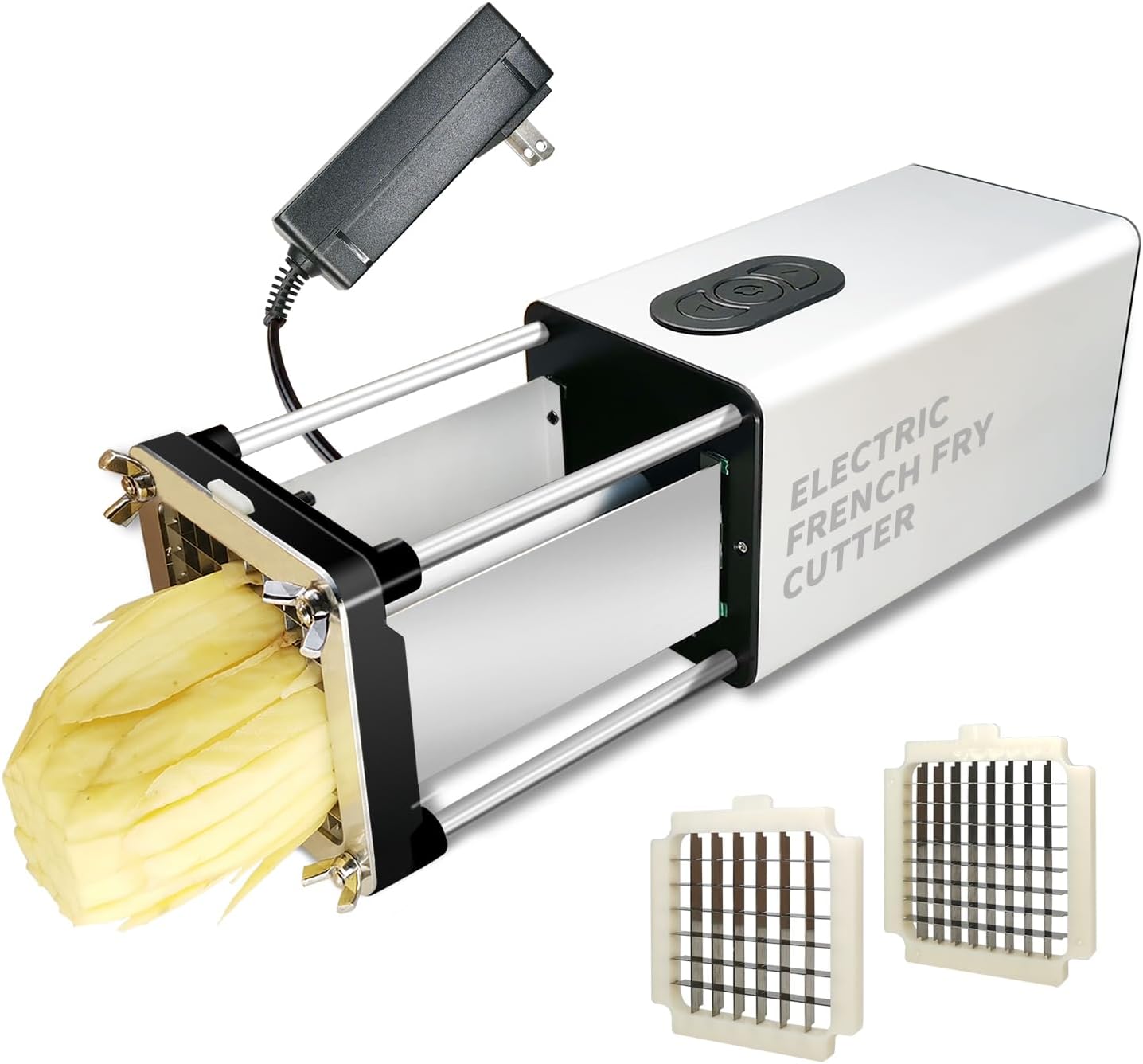 Fstcrt Electric French Fry Cutter, French Fry Cutter Stainless Steel with 1\/2 & 3\/8 Inch Blade, French Fries Cutter for Restaurants & Home Kitchen, Use for Potatoes Carrots, Cucumbers
